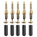 Replacement 5-Pack Male Solder Type DIY Plug 4 Pole 1/8'' 3.5mm Cable Connector