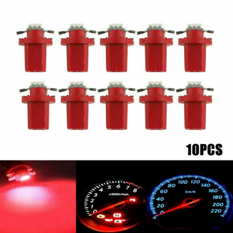 10X LED T5 B8.5D 5050 1SMD Dashboard Dash Gauge Instrument Interior Light Bulbs