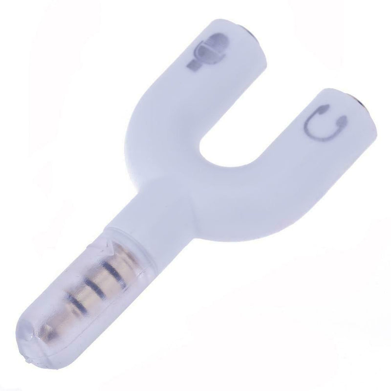 3.5mm Stereo Audio Jack Earphone Headphone 2 Way U Splitter Adapter