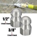 2Pcs G1/4inch Quick Connector Rotary Sewer Cleaning Nozzle Stainless Steel