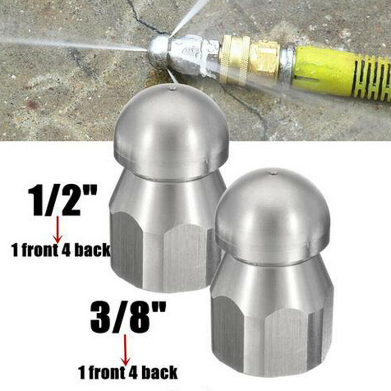 2Pcs G1/4inch Quick Connector Rotary Sewer Cleaning Nozzle Stainless Steel