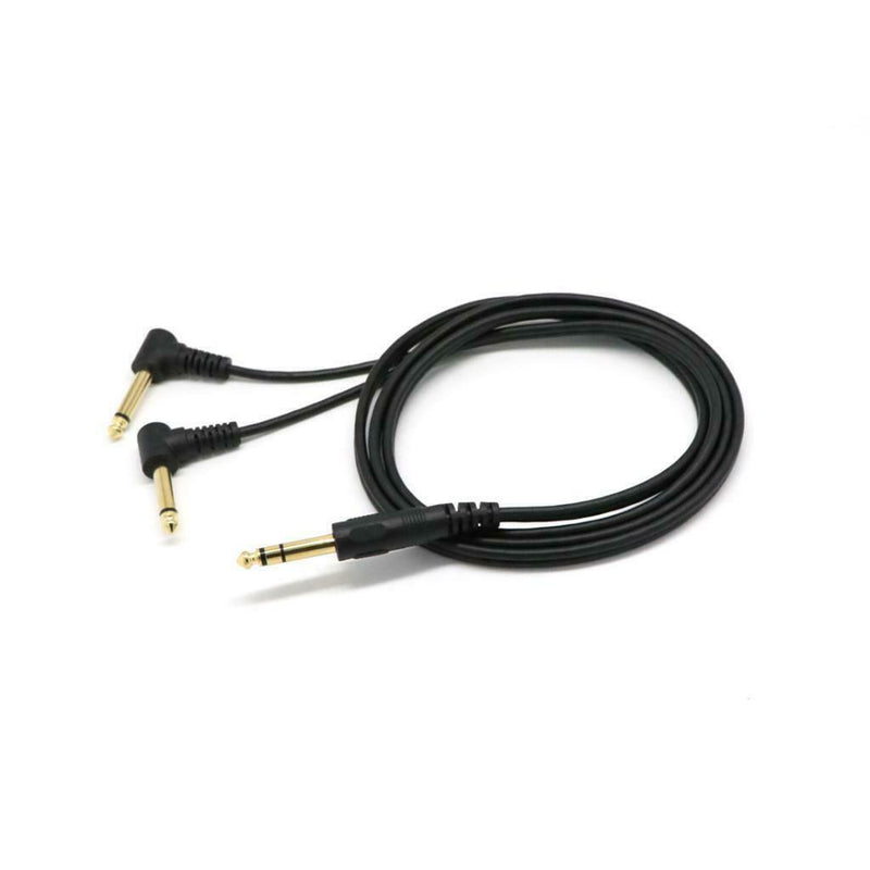 6.35mm Male Stereo to 2x 6.35mm Male Right Angle Y Splitter Audio Cable