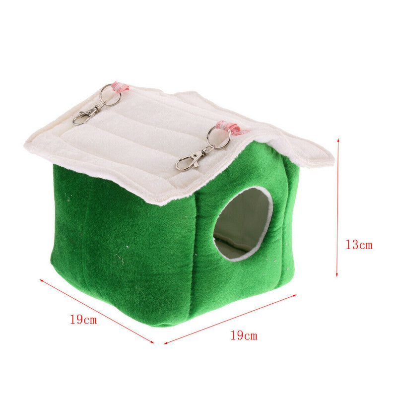 Winter Warm Bird Nest House Parrot Shed Hut Hanging Hammock Finch Cage Green