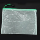 A4 green net PVC folder bag with zipper W3D5
