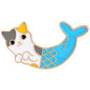 Blue Cat Fish Fishtail Animal Brooch Lucky Mermaid Badge Enamel Denim Leath V7J3