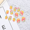 24pcs Yellow False Nails Art Acrylic Full Cover Tips Manicure Gl%!