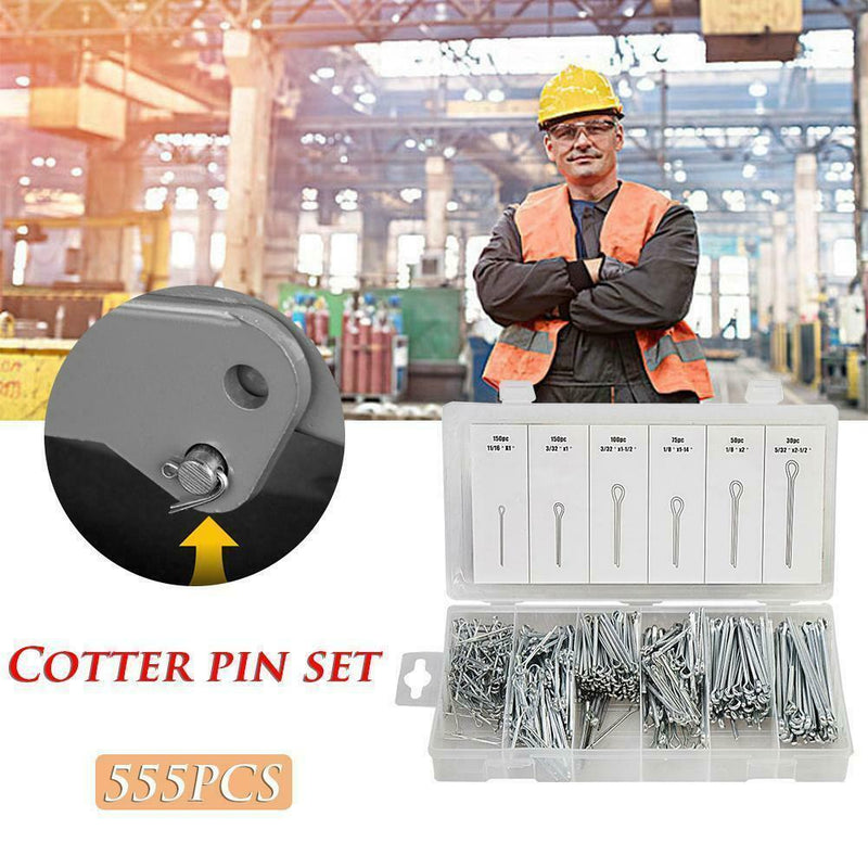 555pcs/Set Stainless Steel Split Pins Clevis Cotter Pin Fasteners Parts Tool Kit