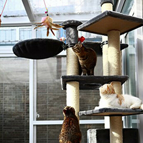 Cats Bouncy Rod with Bell and Feathers 36in - Playing Toys for Cats L8J7