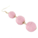 Fringe Earrings Triple Ball Thread Wrapped Stud Earring Long Tassel For Wom