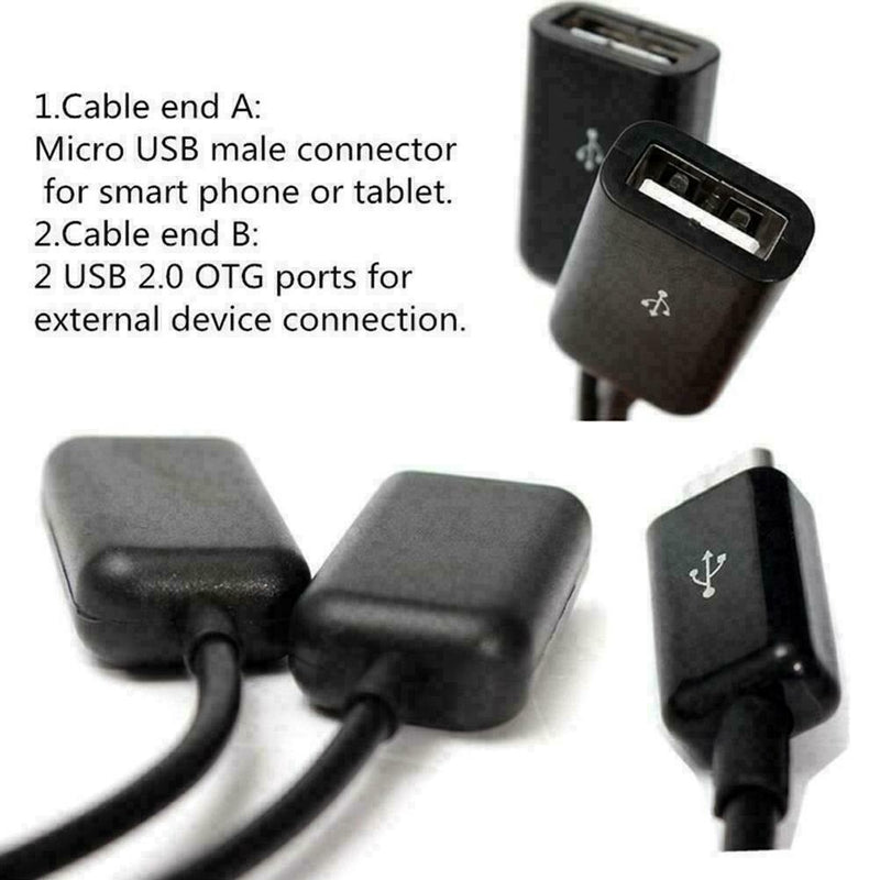 Dual Micro USB OTG Hub Host Adapter Cable For Tablet Phone Smart PC U5P6 X6L1