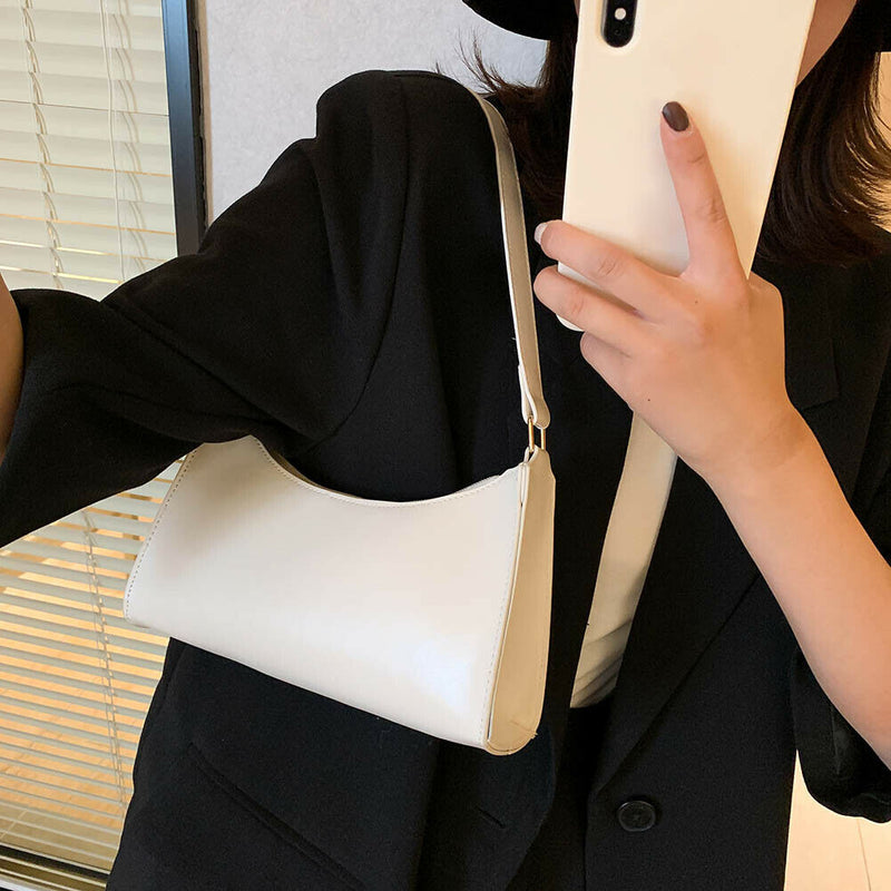 Fashion Pure Women Handbag Leather Female Small Shoulder Tote Bag (White)