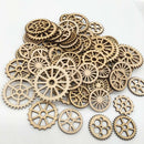 200pcs Mixed Size Natural Hollow Gear Unfinished Wood Pieces Embellishment