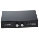 Round Press Button Two Way VGA Switch Splitter Black