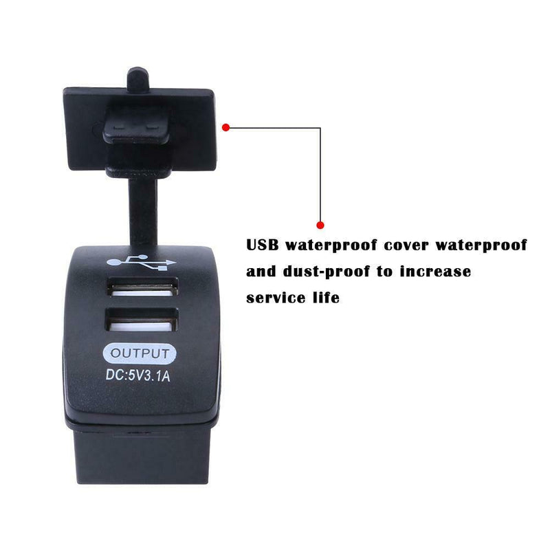 Dual USB Port Car Motorcycle Charger 3.1A Power Socket with Cover for Phone
