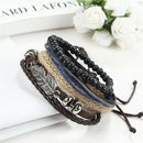 Angel Wings Feather Bracelets Alloy Multilayer Rope Leather Beads Bangle Jewe Hn