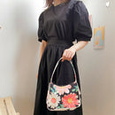 Summer Fashion Retro Daisy Print Handbag Zipper Women Armpit Shoulder Bag A