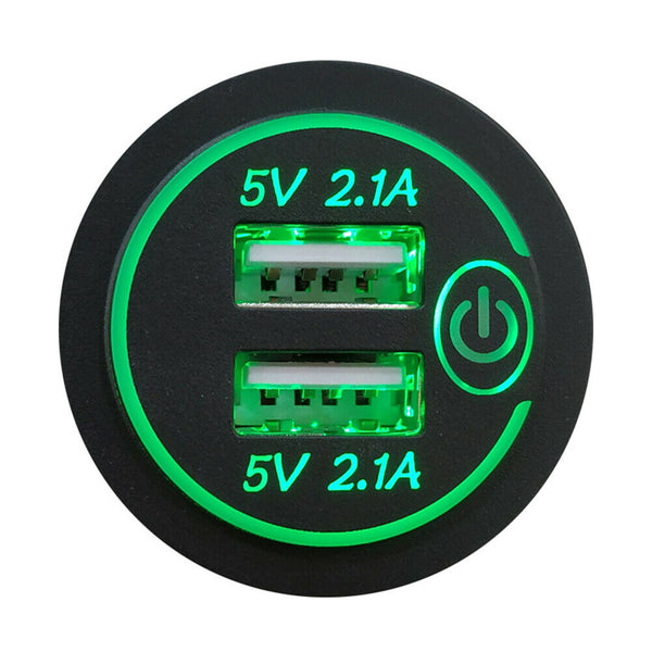 Car Boat Motorcycle Touch Switch 4.2A Dual USB Charger Socket with 2 Terminals