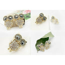 1Pair Packed - Lovely Golden Super Bling Crystal Rhinestone Owl Earrings Ea U9B5