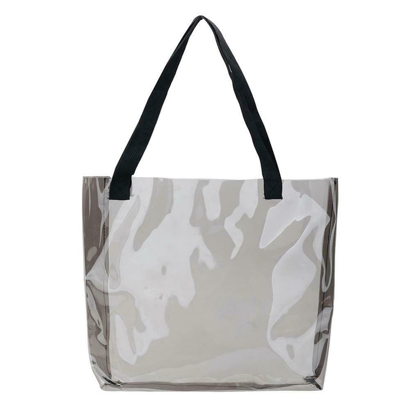 Clear PVC Transparent Shopping Bag Shoulder Handbag Lady Travel Tote (Grey)