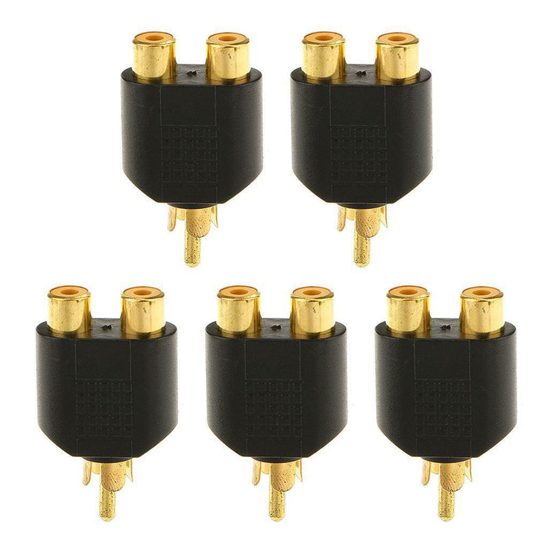 5pcs RCA 1 Male to Dual Female Audio Video Y Splitter Adapter Plug Converter