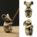 2pcs Lucky Fengshui Decor Brass Zodiac Rabbit Rat Statues Incense Holder