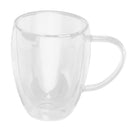 Office Insulated Coffee Mug Double Walled Clear Glass Cups with Handle 350ml