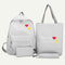 4pcs/set Letter Print Canvas Women Backpack Travel Schoolbag Totes (Grey) A#S