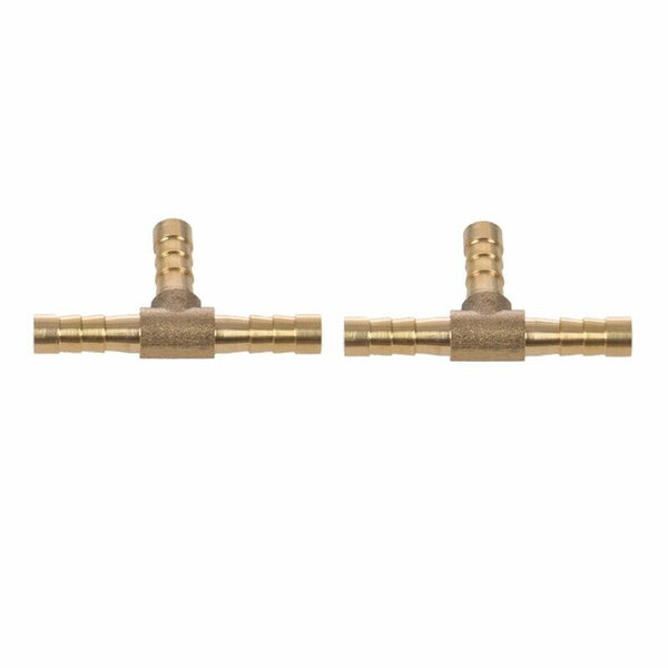 2pcs Air Fuel Water 3-Way Brass Tee T Fitting Hose Barb Connector R5N3