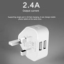 Portable Dual 2 Port USB Charger UK Plug 2.4A+1A Phone Travel Wall Adapter