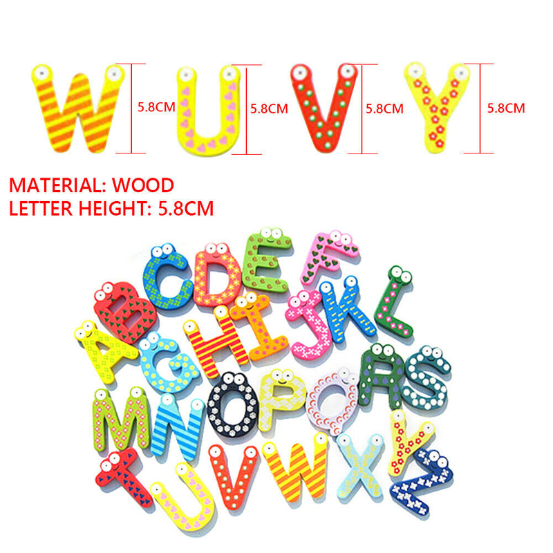 26pcs Wood 26 Alphabet Fridge Stickers Invisible Magnet Home Office Gadgets