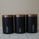 3pcs Tea Coffee Storage Canisters w/ Lid Kitchen Dry Nuts Space-saving Black