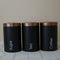 3pcs Tea Coffee Storage Canisters w/ Lid Kitchen Dry Nuts Space-saving Black