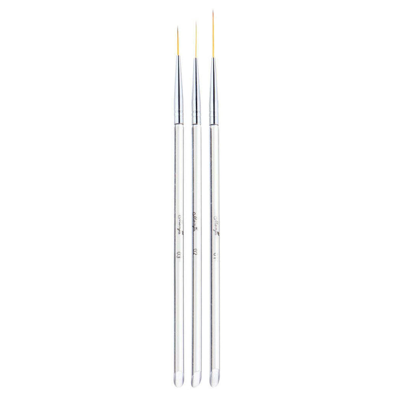 Pack of 3 Professional Nail Art Drawing Painting Pen Brush Detailer Liner Brush