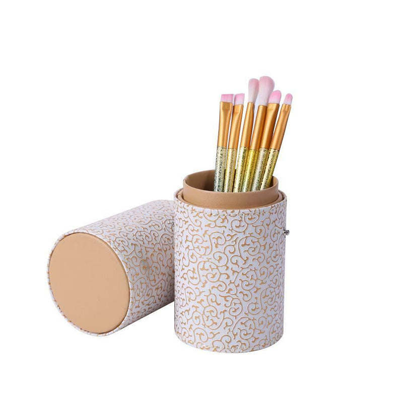 Elegant Leather Makeup Brush Holder Cosmetic Pens Storage Organizer (White) A