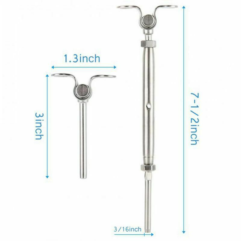 2set T316 Stainless Steel Deck Toggle Tensioner Set For 3/16 Cable Railing  K1Y7
