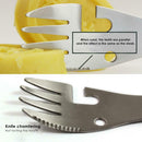5in1 Multifunctional camping equipment Cookware Spoon Fork Bottle Opener