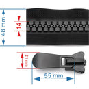 #20 Molded Heavy Duty Separating Zipper with 2 Sliders, For Marine / Outdoor