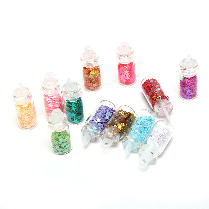 12 Nail Art Glitter Flakes Sequin Caviar UV Gel Decor Dust Tips Bott PxJ Gw