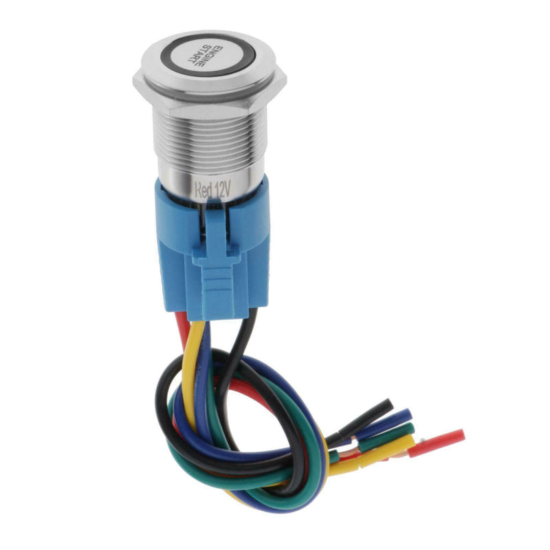 Waterproof Latching Engine Start Switch Symbol Power for Vehicle Red Light