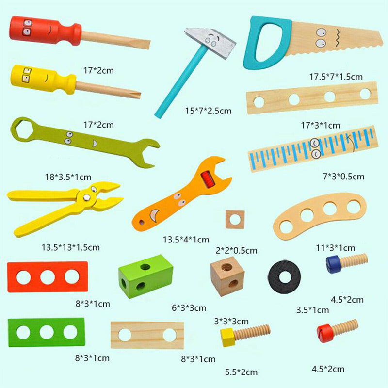 Wooden Repair Tools Box for Kids Educational Puzzle Toys Assembly Games