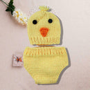Cartoon Chick Costume Set 2pcs Knit Cap Pants Newborn Baby Photography Prop