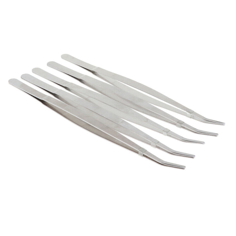 5 Pcs Stainless Steel Tweezers Reptile Gardening Bent Feeding Tool Curve