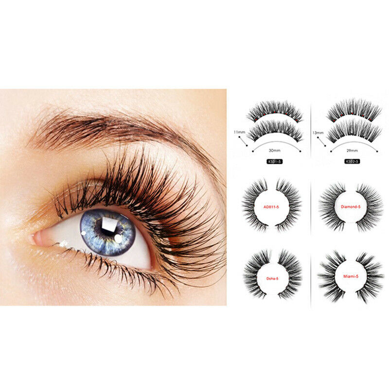 1Set Magnetic False Eyelashes Waterproof Smudge Proof Handmade Easy To Wear K4B1