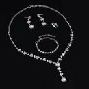 Rhinestone Crystal Necklace Bracelet Earrings Ring Wedding Bridal Jewellery Set