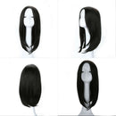 Women Silky Black Straight Bobo Hairstyle Middle Parted Wig Hairpiece