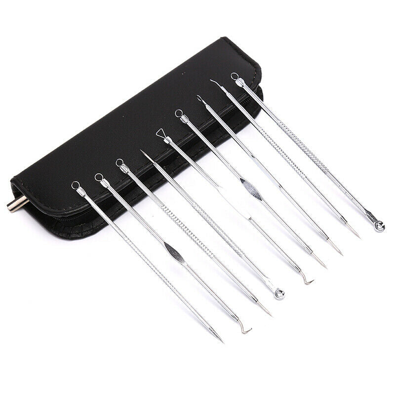 9pcs Blackhead Pimple Blemish Comedone Acne needle Extractor Remover Tool Se Gw