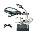 360 Rotation LED Magnifying Glass Soldering Iron Stand Len Magnifier Tool Kit