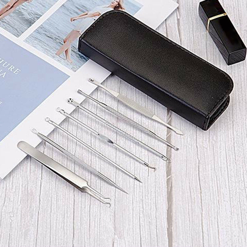 7 Pieces Facial Blackhead Remover Cleaner Tweezers Acne Comedone Needles Set