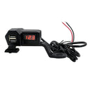 Motorcycle Handlebar Mirror 3.4A Dual USB Charger Adapter with Voltmeter