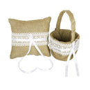Rustic Wedding Hessian Burlap Satin Bow Ring Bearer Pillow Cushion 8"x8"